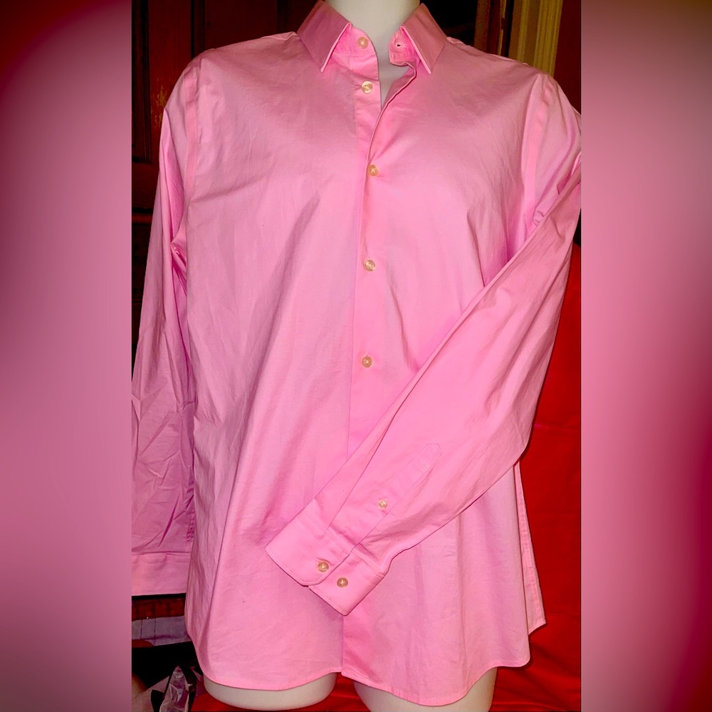 Men’s Express 1MX Extra Slim Fit Pink Long Sleeve Button Down Shirt. Size M